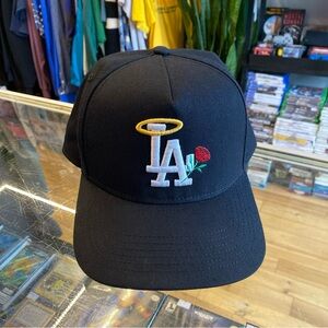 LA Custom Black Snapback By Phett Embroidered Roses